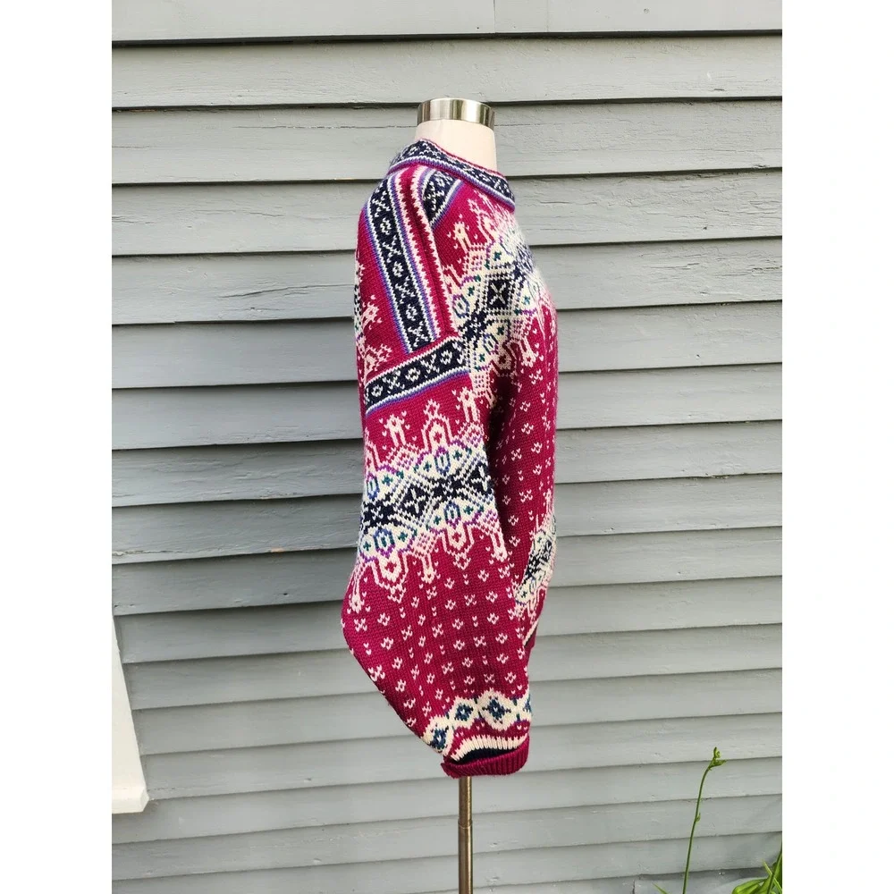Dale of Norway‎ Sweater Magenta Nordic Wool Fair Isle Vintage XL